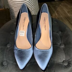 Blue Satin Christian Siriano Stiletto heels
